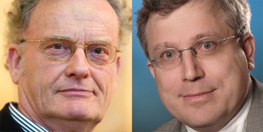 v. l.: Der Theologe Friedrich Schorlemmer und der Vorsitzende des hannoverschen Pfarrvereins, Pastor Andreas Dreyer. Fotos: Michael Reichel/PR