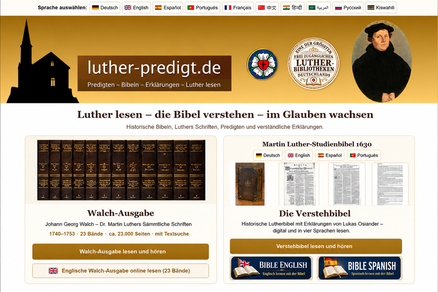 Die Internetseite luther-predigt.de: „Schätze“ Martin Luthers und der Reformation möglichst vielen Menschen zugänglich machen