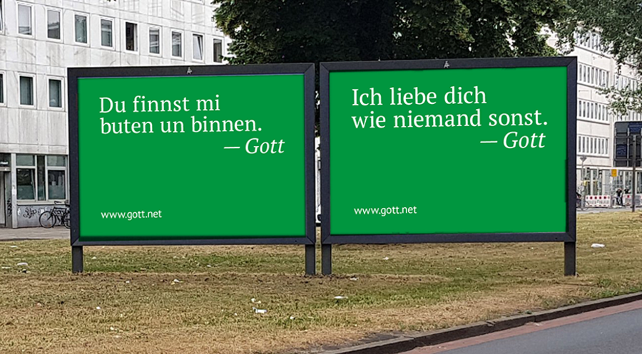 Eine „Ein-Satz-Predigt“: Plakatwände im öffentlichen Raum sollen Glaubensimpulse setzen. Foto: marburger-medien.de