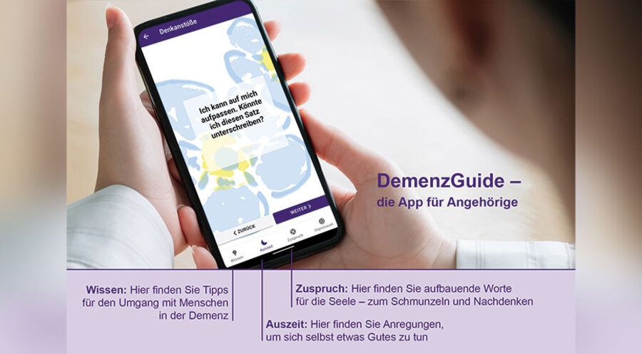 Die App „DemenzGuide“. Grafik: Evang. Altenheimseelsorge München