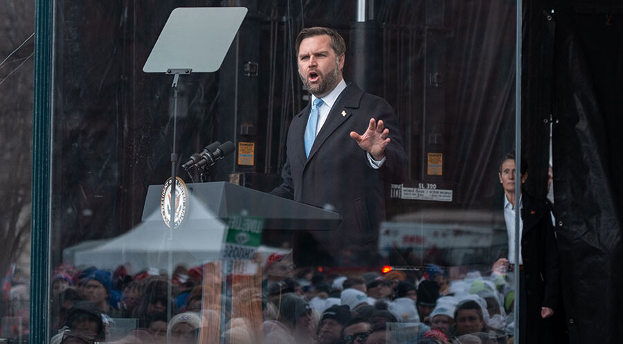 US-Vizepräsident J.D. Vance bei seiner Rede beim „Marsch für das Leben” in der US-Hauptstadt Washington. Foto: picture-alliance/ZUMAPRESS.com|Joey Sussman