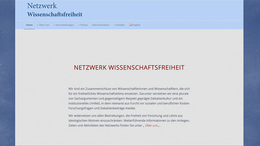 Die Internetseite des neuen Netzwerkes. Foto: netzwerk-wissenschaftsfreiheit.de