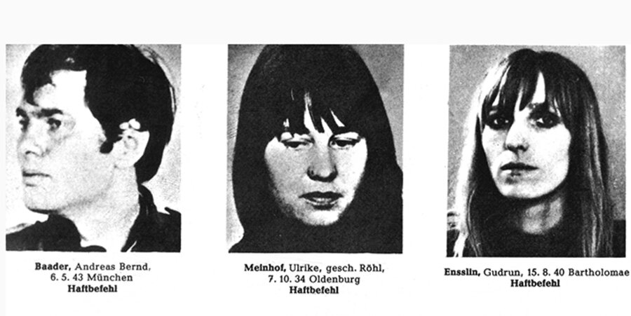 Ulrike Meinhof und Gudrun Ensslin, die Gründungsmitglieder der RAF sind in evangelischen Familien aufgewachsen. Foto: picture-alliance/dpa