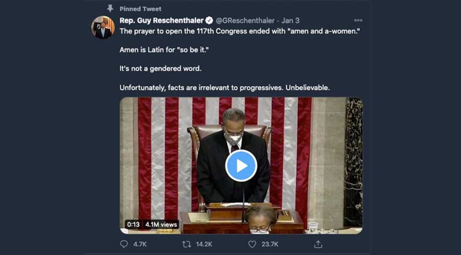 Die Reaktion des Kongressabgeordnete Guy Lorin Reschenthaler auf Twitter. Screenshot: Twitter/ Rep. Guy Reschenthaler