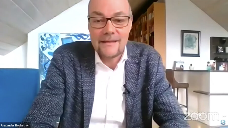 Alexander Rockstroh bei seinem Vortrag. Screenshot: Zoom/BEFG