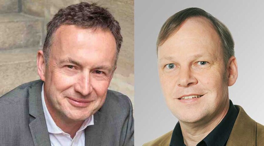 v. l.: Landesbischof Christian Kopp und der ABC-Vorsitzende, Dekan Till Roth. Fotos: Karen Koehler; Privat
