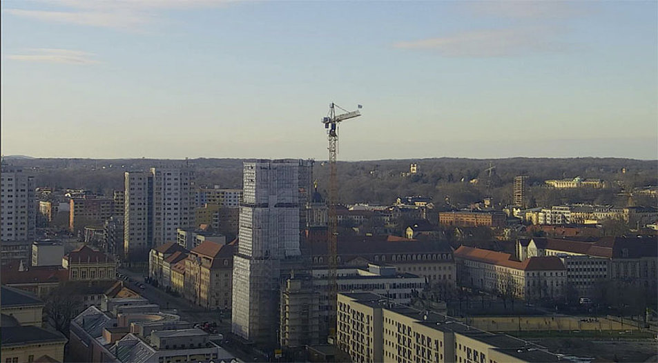 Die Garnisonkirche in Potsdam wird derzeit wieder aufgebaut. Eine Webcam zeigt den Fortschritt. Screenshot: garnisonkirche-potsdam.de