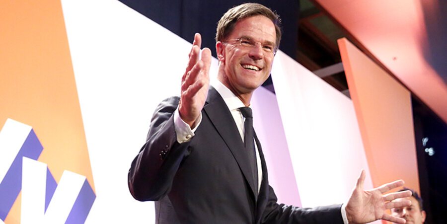 Der niederländische Ministerpräsident Mark Rutte und seine liberalkonservative „Volkspartei für Freiheit und Demokratie“ setzten sich bei der Wahl klar durch. Foto: picture-alliance/Photoshot