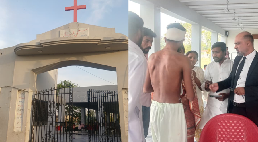Der Friedhof in Lahore und einer der Verletzten. 
Fotos: The Voice Society