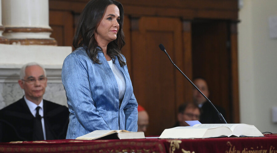 Katalin Novak bei ihrer Amtseinführung als Staatspräsidentin. Foto: Picture Alliance/EPA | Noemi Bruzak