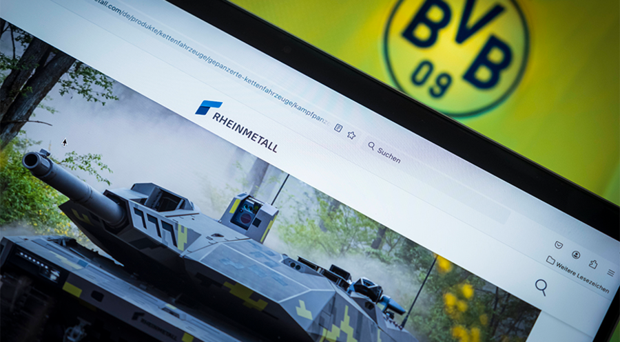 BVB und Rheinmetall: „Hochproblematische“ Werbepartnerschaft. Symbolfoto: IMAGO/Guido Schiefer