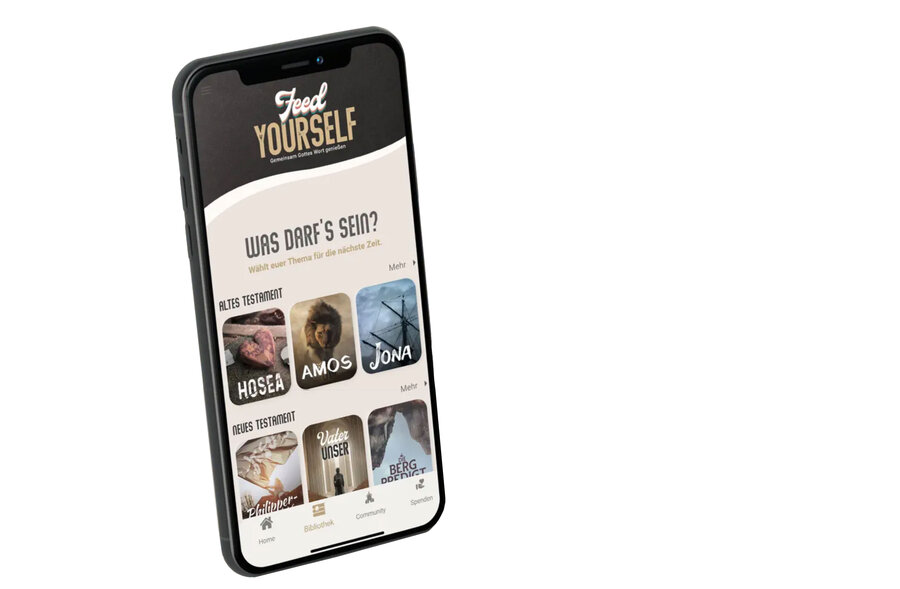 Die App führt Nutzer durch ein „mehrgängiges Menü“. Grafik: FeedYourself