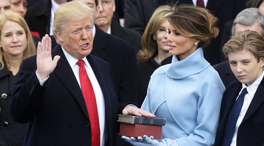 Donald Trump bei seiner Vereidigung als 47. US-Präsident: Selbst unter seinen treuesten Anhängern betrachten ihn wenige für sehr religiös. Foto: picture alliance/stringer/sputnik/dpa