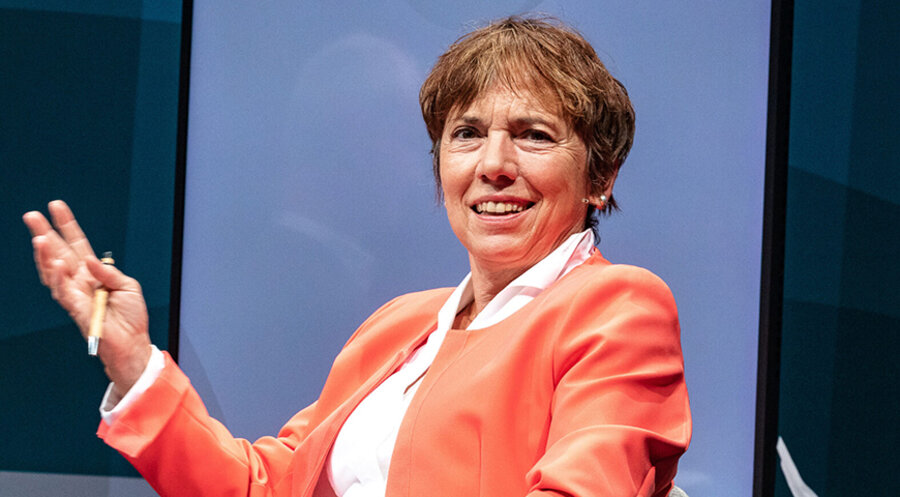 Die frühere EKD-Ratsvorsitzende Margot Käßmann auf der Weltkonferenz von „Religions for Peace“ 2021 in Lindau. Foto: RfP
