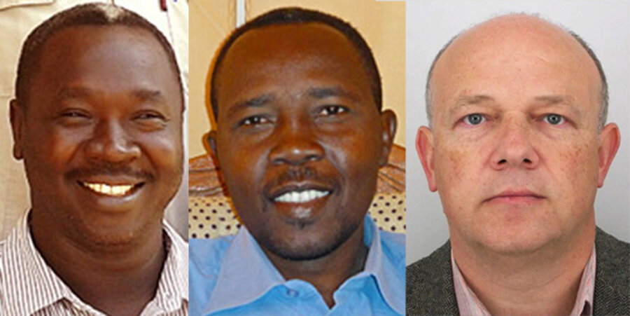 v. l.: Die sudanesischen Pastoren Kuwa Shemaal, Hassan Abdelrahim Kodi und der tschechische Missionar und Filmemacher Petr Jasek. Fotos: Middle East Concern