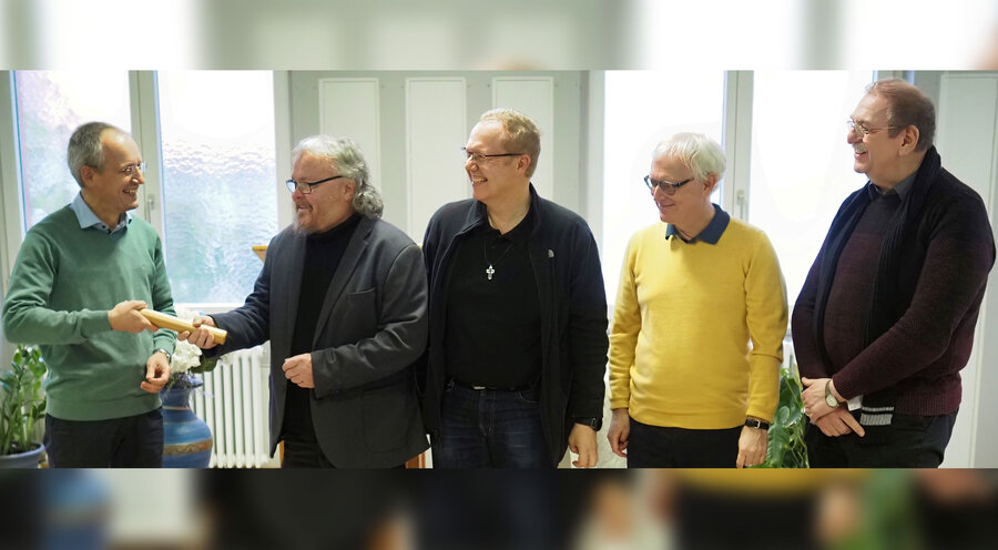  v.l.n.r.: Michael Immendörfer, Ulli Irion, Michael Pöpel, Prof. Thomas Kinker und Frank Koppelin.
Foto: Michael Pöpel