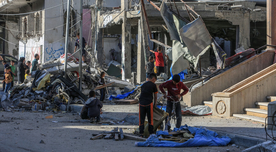 Viele Gebäude im Gazastreifen sind zerstört. Wie viele Menschen ums Leben gekommen sind, ist
aktuell nicht feststellbar. Foto: picture alliance / Anadolu | Abed Rahim Khatib