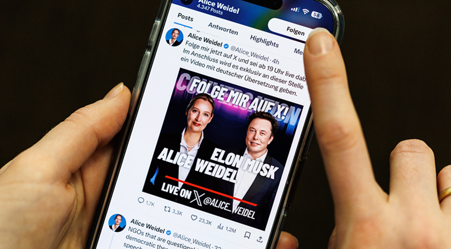 Elon Musk und AfD-Kanzlerkandidatin Alice Weidel haben sich auf der Plattform X zu einem Gespräch getroffen. Foto: picture alliance/dpa/Matthias Balk 