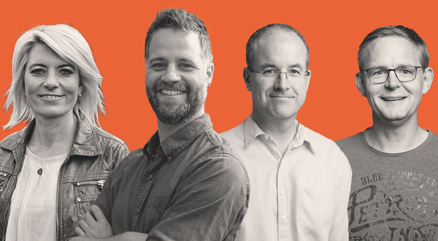 v.l.: Mit dabei sind die Leitende Pastorin Gemeinde ICF Karlsruhe, Sibylle Beck, der Leiter des schweizerischen Zweiges von „Campus für Christus“, Andreas Boppart, der Professor für Evangelisation und Apologetik, Matthias Clausen und Geschäftsführer des proChrist e.V., Jürgen Schmidt.