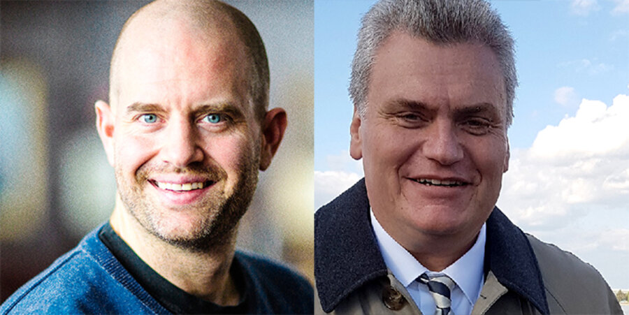v. l.: Der stellvertretende Chefredakteur von „BILD“, Daniel Böcking, und der Frankfurter Pfarrer Andreas Hannemann. Fotos: Christian Langbehn, Privat