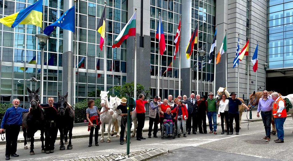 Die Teilnehmer der Aktion in Brüssel. Foto: Friedensglocken e.V.