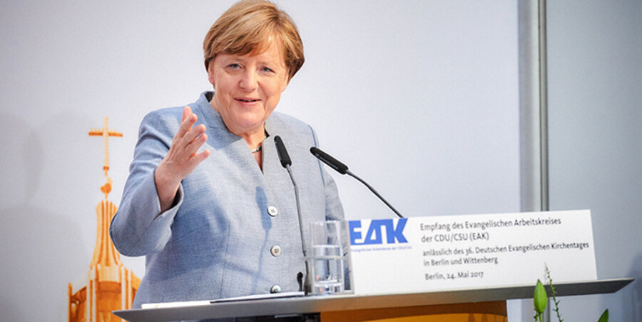 Bundeskanzlerin Angela Merkel beim Empfang des Evangelischen Arbeitskreises der CDU/CSU. Foto: idea/kwerk.eu