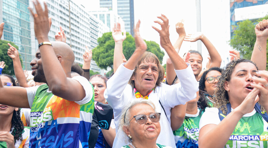 Teilnehmer auf dem diesjährigen „Marsch für Jesus“ in Rio de Janeiro. Foto: IMAGO / Fotoarena