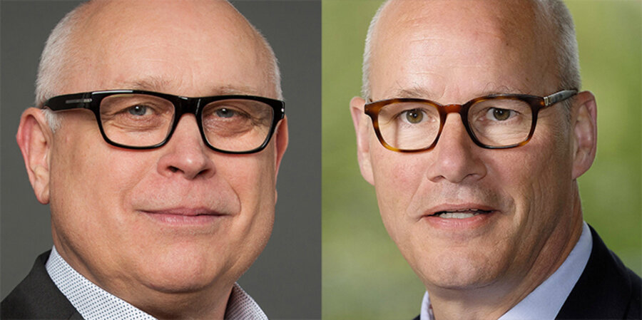 v. l.: Der Präses des Bundes Freikirchlicher Pfingst­gemeinden, Johannes Justus, und der Theologische Vizepräsident des Kirchenamtes der EKD, Thies Gundlach. Fotos: Privat; imago stock&people