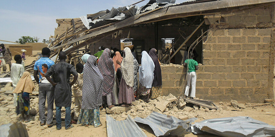 Die zerstörte Pfingstkirche in Potiskum im Bundesstaat Yobe. Foto: picture-alliance/AP Photo