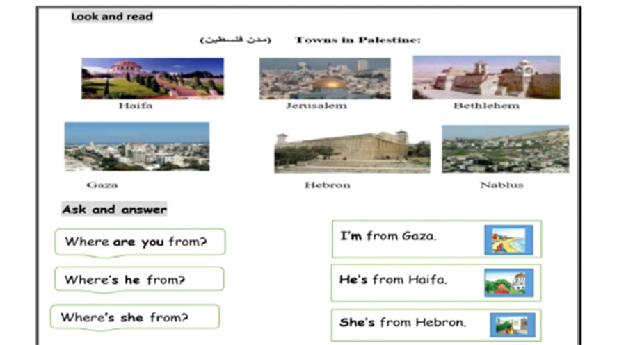 In einer Einheit zum Englischlernen wird das israelische Haifa als „Stadt in Palästina“ bezeichnet. Foto: www.impact-se.org