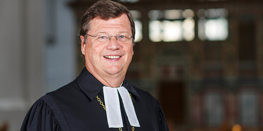 Der Bischof im Sprengel Mecklenburg und Pommern der Nordkirche, Hans-Jürgen Abromeit. Foto: Marcelo Hernandez/Nordkirche