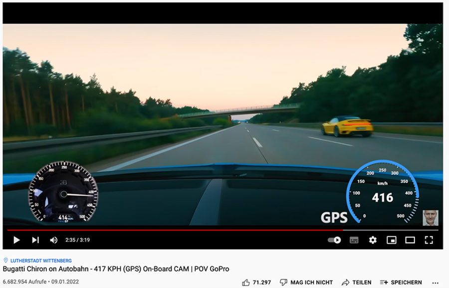 Auf seinem YouTube-Kanal hat Radim Passer das Video der Fahrt hochgeladen. Screenshot: YouTube/Radim Passer