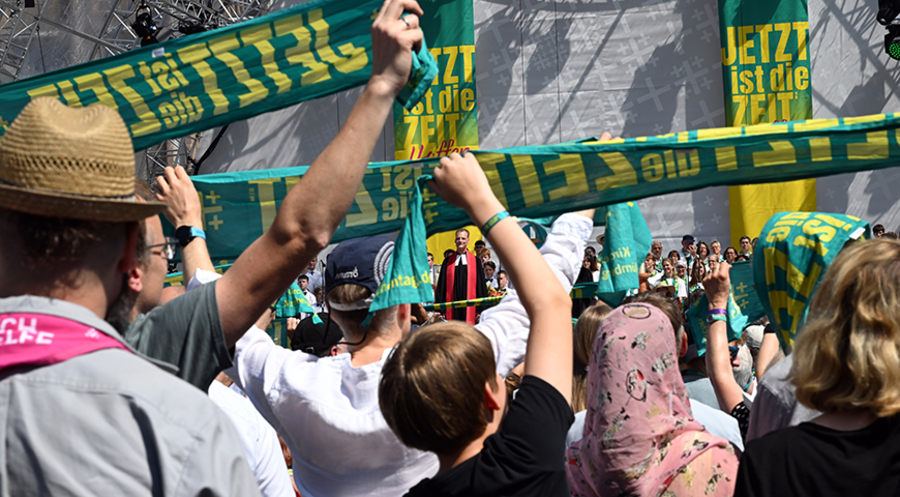„Jetzt ist die Zeit“ hieß das Motto des 38. Deutschen Evangelischen Kirchentags in Nürnberg. Foto: picture alliance/dpa/Pia Bayer