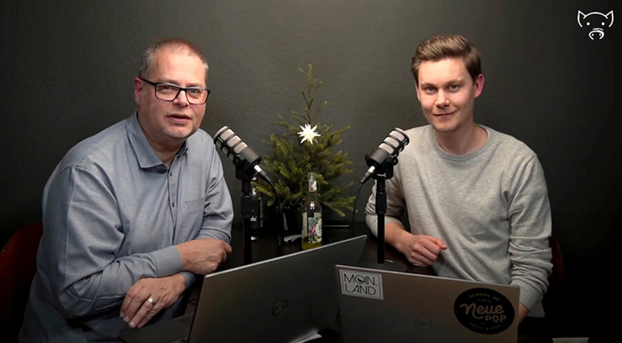 Marco und Nico van der Velde im Podcast „glaubt kein schwein“. Foto: Privat