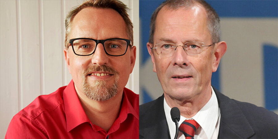 v.l.: Frank Cherubin ist Pastor sowie Inspektor des Westdeutschen Gemeinschaftsverbandes e.V. und der frühere thüringische Landesbischof Prof. Christoph Kähler leitete die Revision der Lutherbibel 2017. Fotos: Privat, idea/kairospress