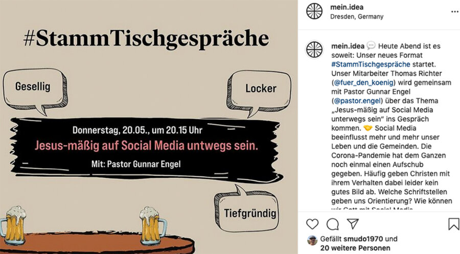 Engel gab in dem Gespräch Einblicke, wie er ganz praktisch mit den Sozialen Medien umgeht. Screenshot: www.instagram.com/mein.idea