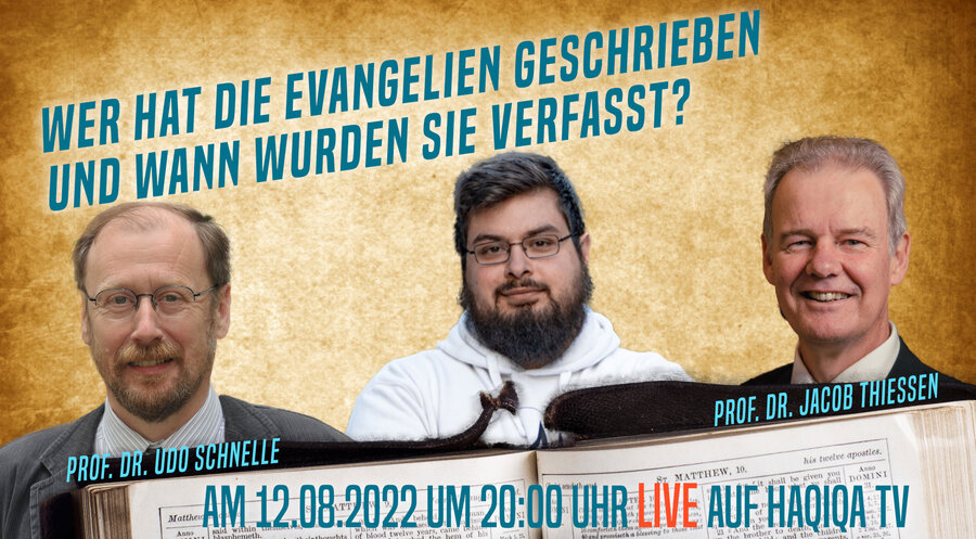 Omar Sultan wird sich mit den Theologen Prof. Dr. Udo Schnelle und Prof. Dr. Jacob Thiessen über die vier Evangelien unterhalten. Foto: Haqiqa TV