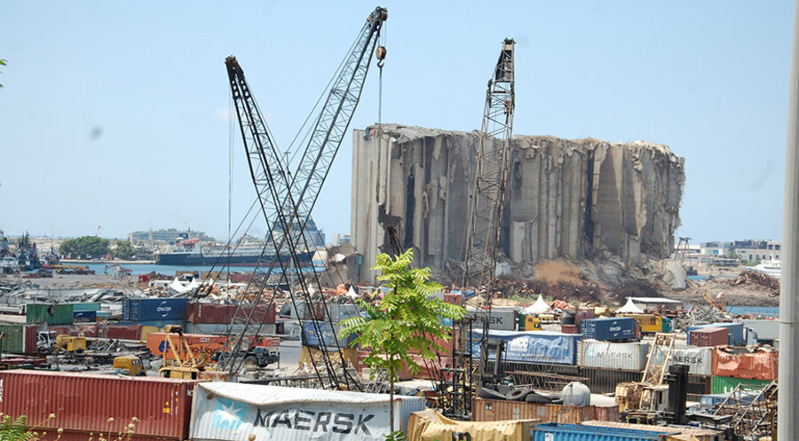 Der Hafen von Beirut ein Jahr nach der Explosion. Foto: Jacques Berset/ Kirche in Not