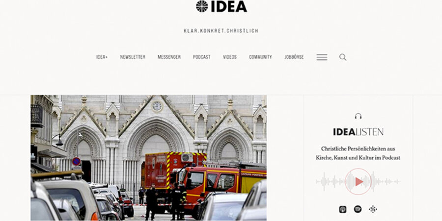 So sieht die neu gestaltete Internetseite www.idea.de aus.