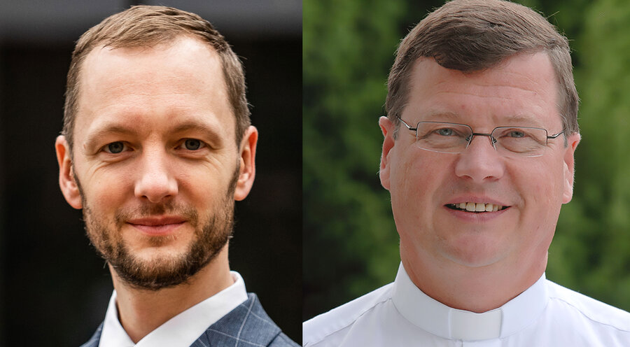 Josias Terschüren (links) ist Bereichtsleiter Politik und Gesellschaft bei „Christen an der Seite Israels“; Bischof i. R. Hans-Jürgen Abromeit ist Mitglied des Vorstandes des Jerusalemvereins. Fotos: Naemi Frey; IDEA/Kreschtel