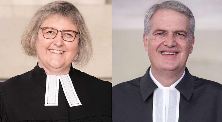 Heike Springhart ist Pfarrerin und Theologieprofessorin und Martin Mencke ist Wiesbadener Dekan. Foto: Christian Buck