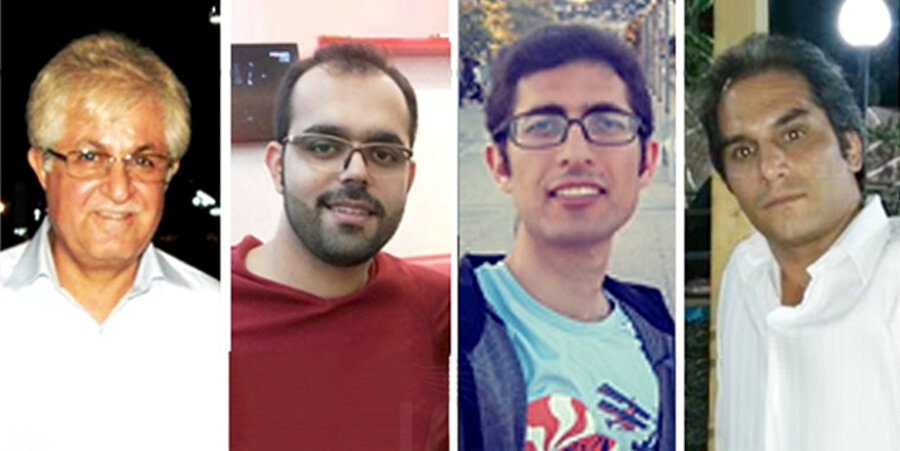 v. l.: Victor Bet Tamraz, Amin Afshar Naderi und sein Mitgefangener Kaviyan Fallah-Mohammadi, und Hadi Asgari. Screenshot: WWM