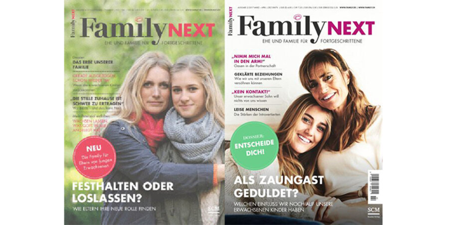 Aktuell hat die Zeitschrift rund 6.000 Abonnenten. Sie erscheint unter dem Motto „Ehe und Familie für Fortgeschrittene“ sechs Mal pro Jahr. Screenshots: www.familynext.de / bundes-verlag.net