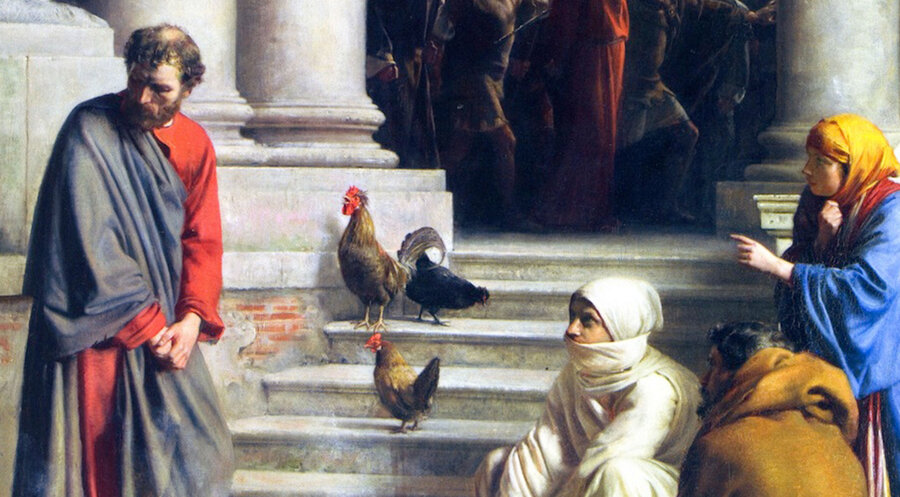 Simon Petrus verleugnet Jesus: Gemälde des deutschen Malers Carl Bloch (1834–1890). Quelle: Wiki Commons