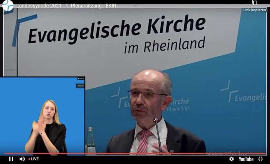 Der Präses der Evangelischen Kirche im Rheinland, Manfred Rekowski. Screenshot: landessynode.ekir.de