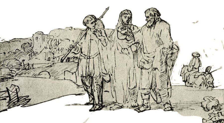 „Gang nach Emmaus“ – dargestellt in einer Federzeichnung von dem niederländischen Maler Rembrandt (1606–1669). Foto: AKG-Images.de