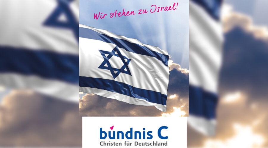 Die Partei „Bündnis C – Christen für Deutschland“ wirbt unter anderem mit ihrer Solidarität zu Israel. Foto: Bündnis C
