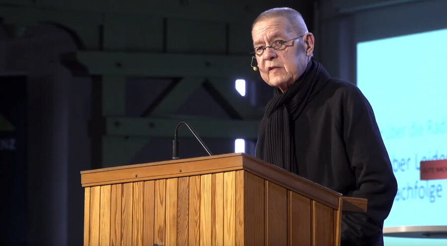 Der Leiter des Arbeitskreises Frieden und Versöhnung der Evangelischen Allianz in Deutschland (EAD), Eberhard Jung, bei der Allianzkonferenz. Screenshot: YouTube/Allianzkonferenz Bad Blankenburg