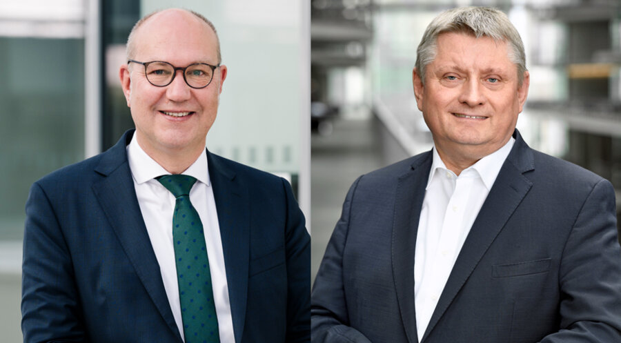 v. l.: Der Präsident der Diakonie Deutschland, Rüdiger Schuch, und der stellvertretende Vorsitzende der CDU/CSU-Bundestagsfraktion, Hermann Gröhe. Fotos: Diakonie/Thomas Meyer; DBT/Stella von Saldern