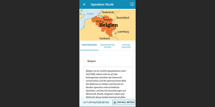 Die Organisation stellt Informationen zu Beten für einzelne Länder zur Verfügung. Screenshot: Operation World